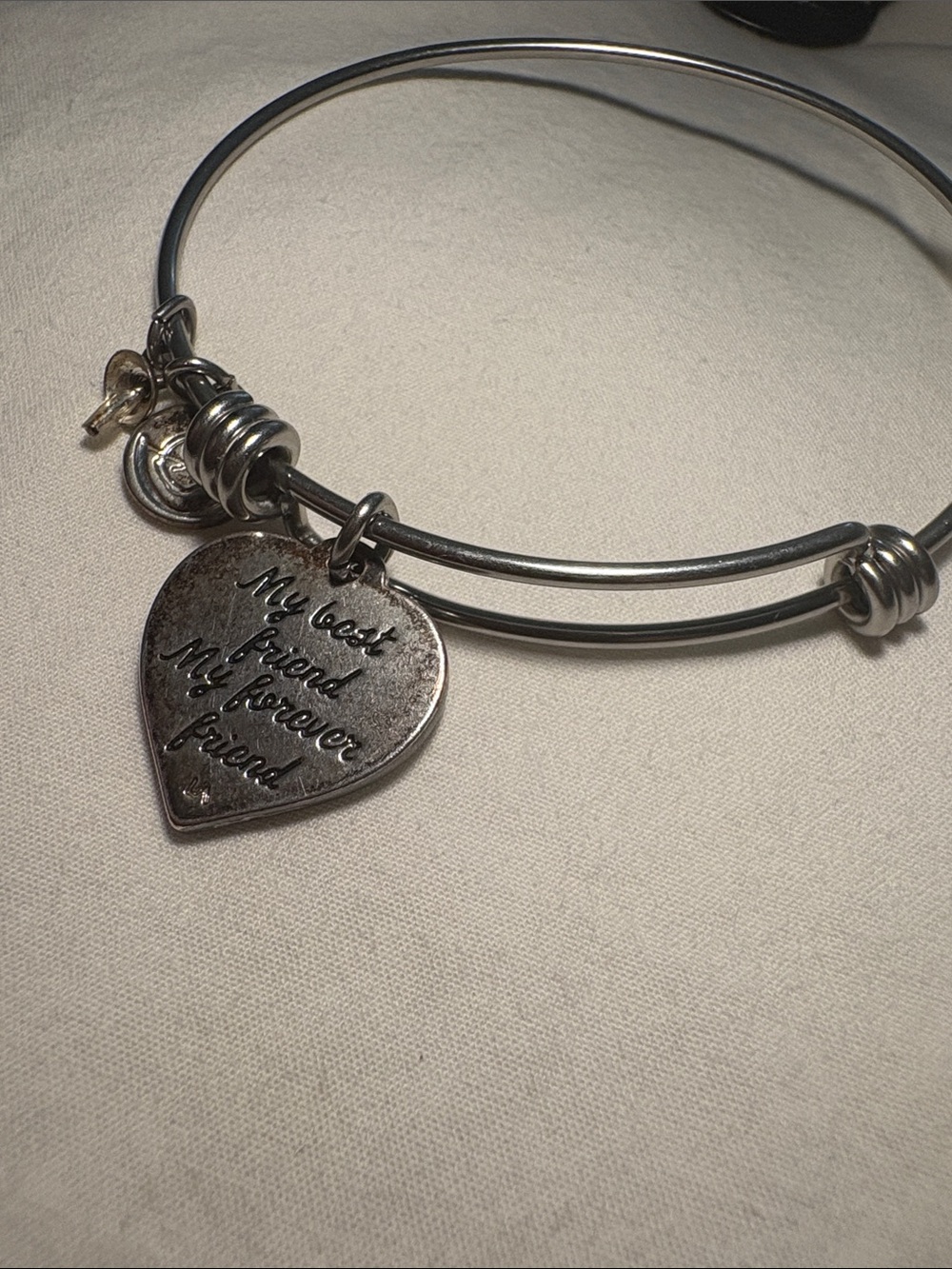Silver Heart Charm Bangle Bracelet - "My Best Friend My Forever Friend"